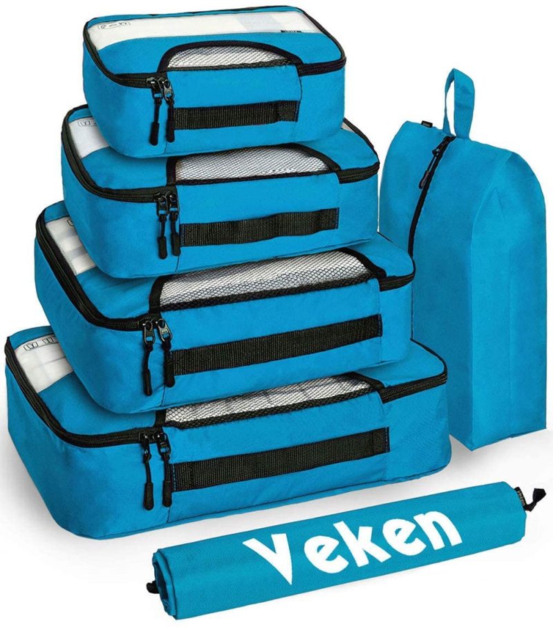 Luggage |  Veken 6 Set Packing Cubes, Travel Luggage Organizers With Laundry Bag & Shoe Bag Luggage black