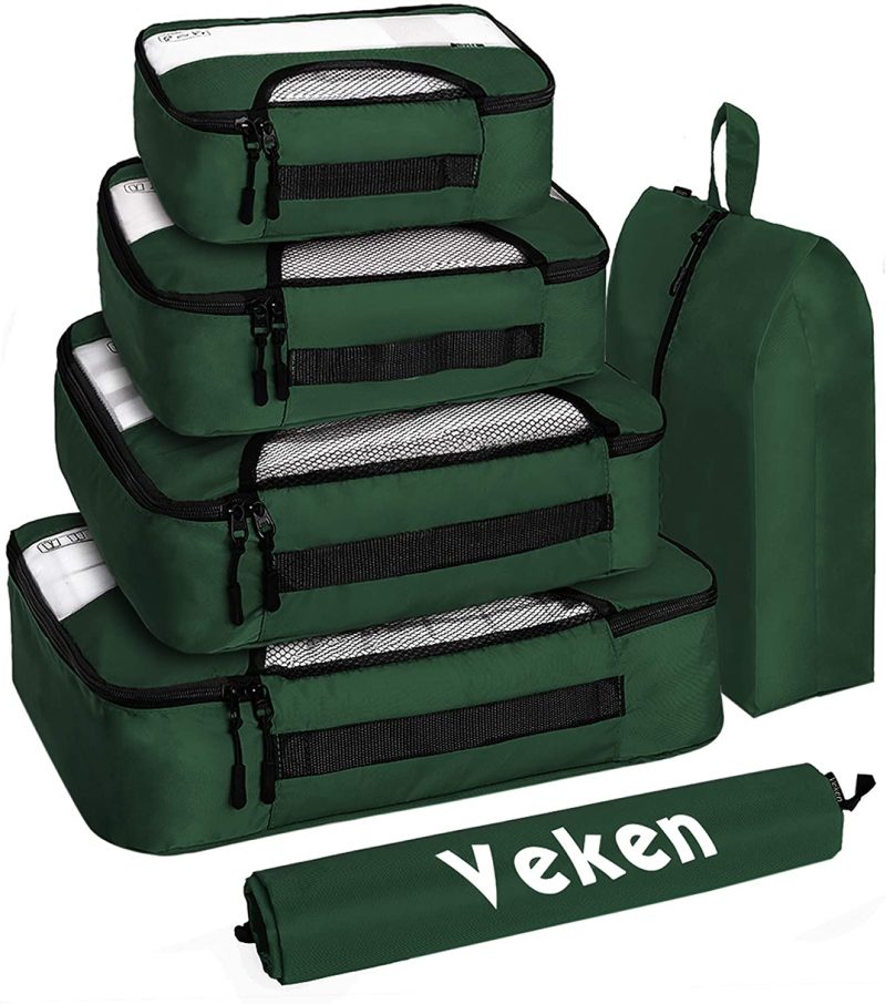 Luggage |  Veken 6 Set Packing Cubes, Travel Luggage Organizers With Laundry Bag & Shoe Bag Luggage black