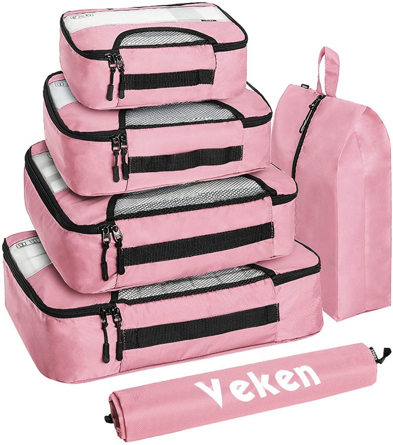 Luggage |  Veken 6 Set Packing Cubes, Travel Luggage Organizers With Laundry Bag & Shoe Bag Luggage black