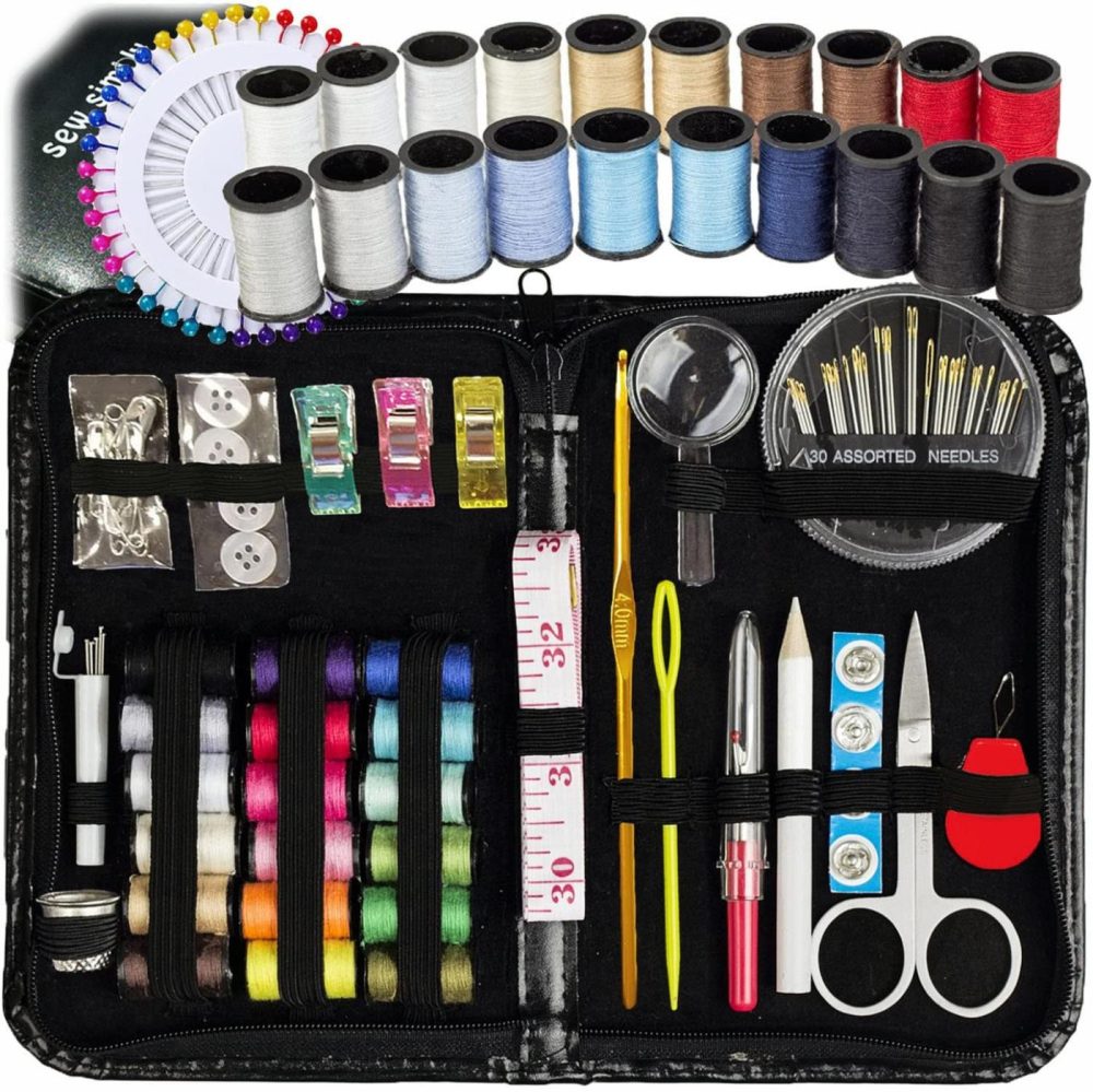 Needlework |  Artika Sewing Kit & Crochet Kit, Diy Over 100 Premium Sewing And Crocheting Supplies, Free Extra Knitting Accessories – Travel Sewing Kit, For Beginners, Emergency, Kids, Summer Campers And Home Arts, Crafts & Sewing All in One