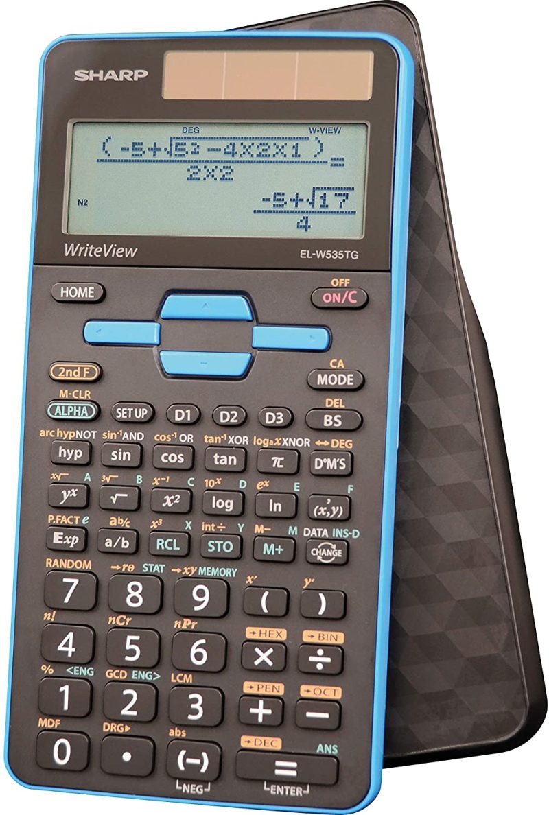 Office Electronics |  16-Digit Scientific Calculator With Writeview, 4 Line Display, Battery And Solar Hybrid Powered Lcd Display, Black & Blue, Black, Blue, 6.4" X 3.1" X 0.6" X 6.4" Home Office Products Black, Blue