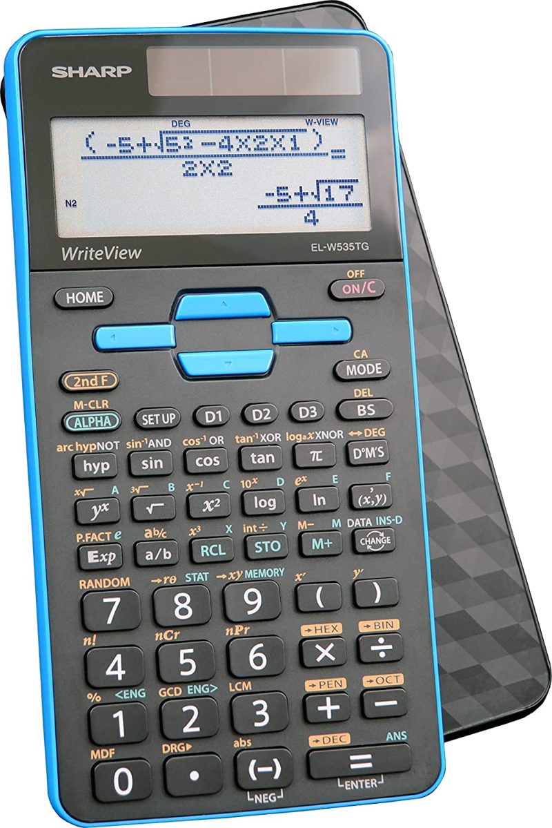 Office Electronics |  16-Digit Scientific Calculator With Writeview, 4 Line Display, Battery And Solar Hybrid Powered Lcd Display, Black & Blue, Black, Blue, 6.4" X 3.1" X 0.6" X 6.4" Home Office Products Black, Blue