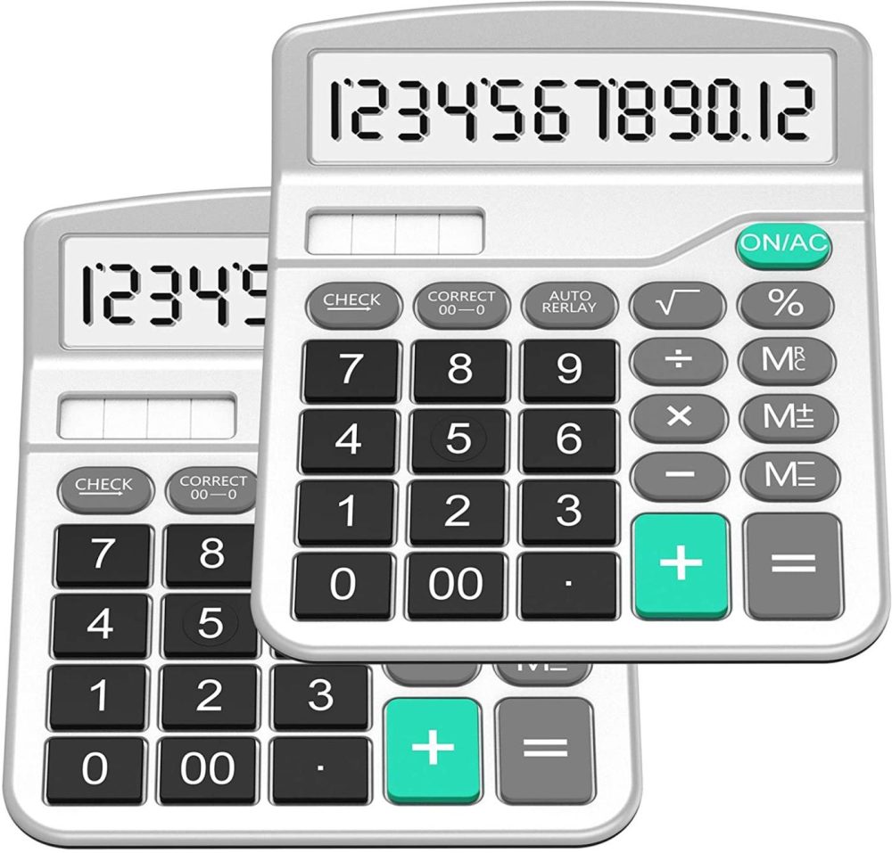 Office Electronics |  Calculator, Splaks Standard Functional Desktop Calculator Solar And Aa Battery Dual Power Electronic Calculator With 12-Digit Large Display (2 Updated Silver) Home Office Products Office Electronics