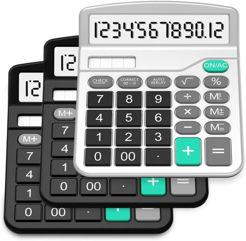 Office Electronics |  Calculator, Splaks Standard Functional Desktop Calculator Solar And Aa Battery Dual Power Electronic Calculator With 12-Digit Large Display (2 Updated Silver) Home Office Products Office Electronics