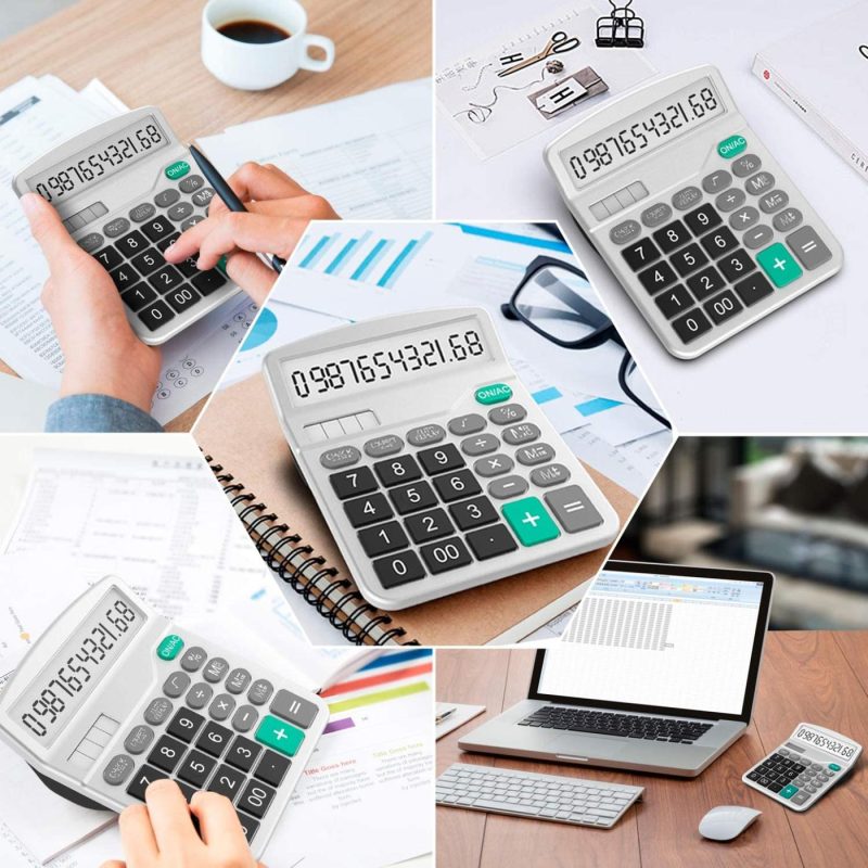 Office Electronics |  Calculator, Splaks Standard Functional Desktop Calculator Solar And Aa Battery Dual Power Electronic Calculator With 12-Digit Large Display (2 Updated Silver) Home Office Products Office Electronics