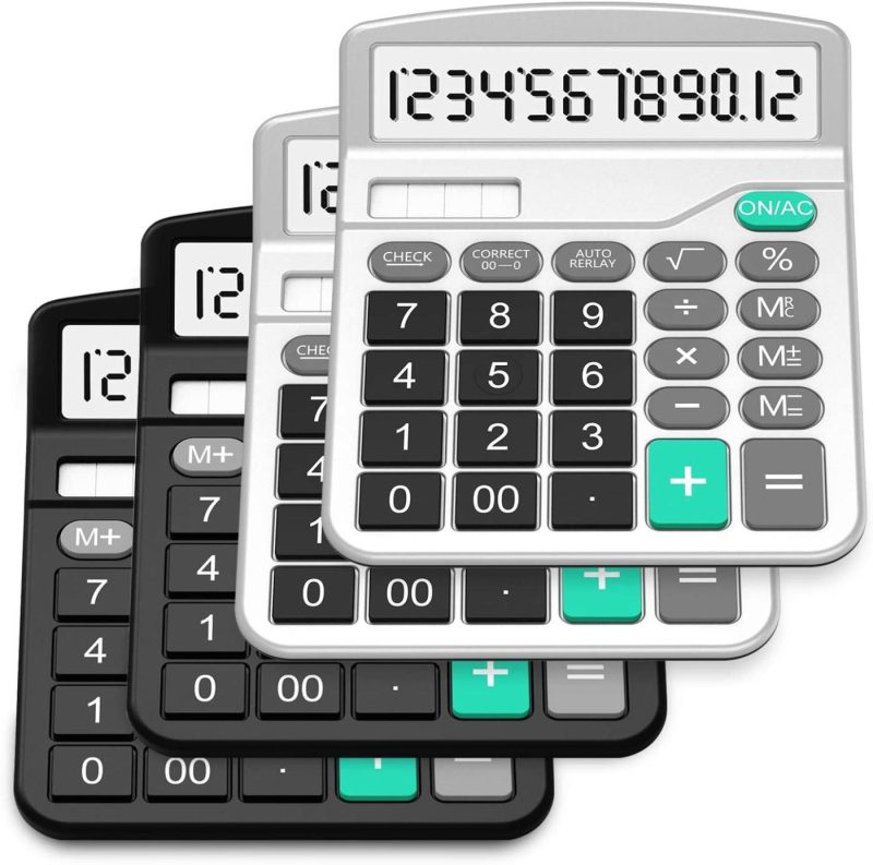 Office Electronics |  Calculator, Splaks Standard Functional Desktop Calculator Solar And Aa Battery Dual Power Electronic Calculator With 12-Digit Large Display (2 Updated Silver) Home Office Products Office Electronics