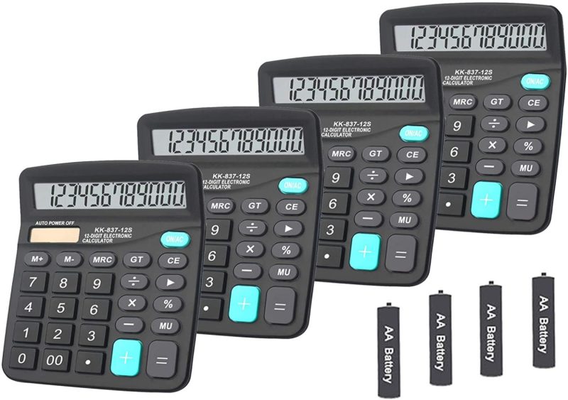 Office Electronics |  Calculators, Bestwya 12-Digit Dual Power Handheld Desktop Calculator With Large Lcd Display Big Sensitive Button (Black, Pack Of 6) Home Office Products BESTWYA