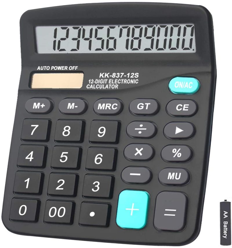 Office Electronics |  Calculators, Bestwya 12-Digit Dual Power Handheld Desktop Calculator With Large Lcd Display Big Sensitive Button (Black, Pack Of 6) Home Office Products BESTWYA