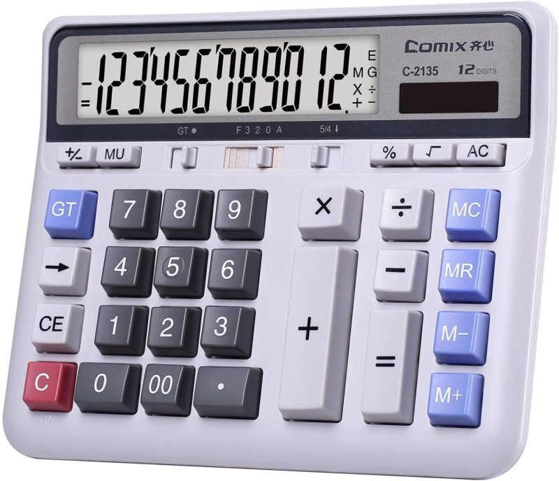 Office Electronics |  Comix Desktop Calculator Solar Battery Dual Power With 12-Digit Large Lcd Display And Large Computer Keys Office Calculator For Home Office School Education & Crafts Comix