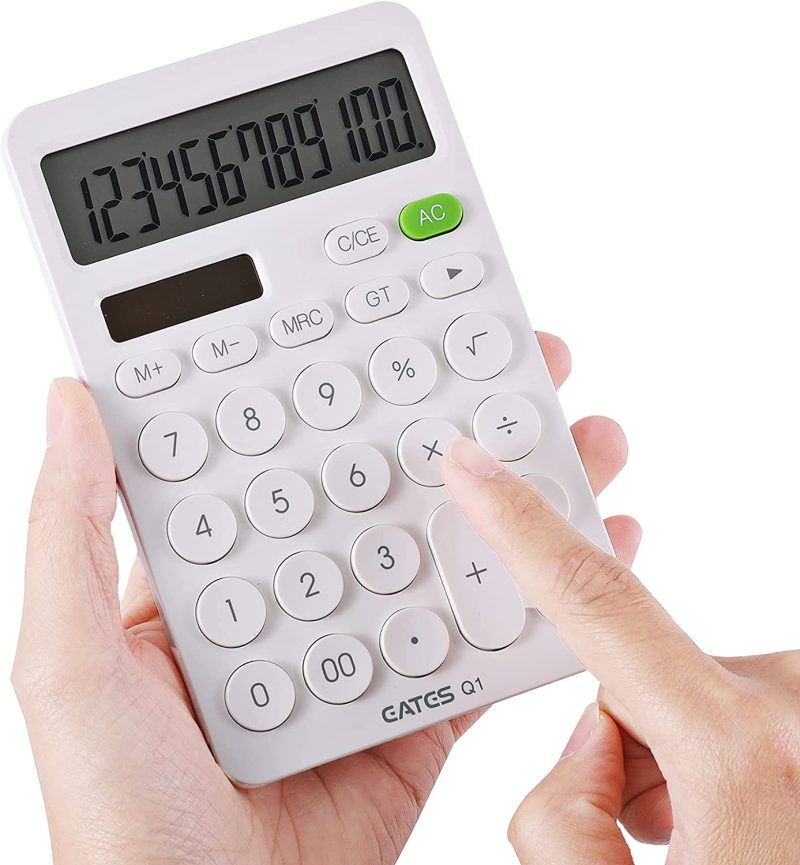 Office Electronics |  Jawoo Desk Calculator, 12 Digit Desktop Basic Jumbo Adding Machine Accounting Simple Calculators With Large Display Big Button, Solar And Battery Dual Power For Office, Home, School (Ds-200Ml) Education & Crafts DM-1200V-Silver