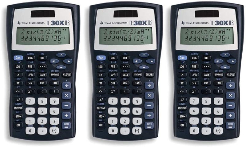 Office Electronics |  Texas Instruments Ti-30X Iis 2-Line Scientific Calculator, Black With Blue Accents 3 Pack Home Office Products Office Electronics