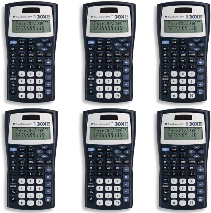 Office Electronics |  Texas Instruments Ti-30X Iis 2-Line Scientific Calculator, Black With Blue Accents, 6 Pack Home Office Products Office Electronics