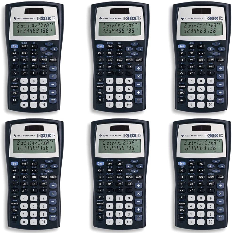 Office Electronics |  Texas Instruments Ti-30X Iis 2-Line Scientific Calculator, Black With Blue Accents, 6 Pack Home Office Products Office Electronics