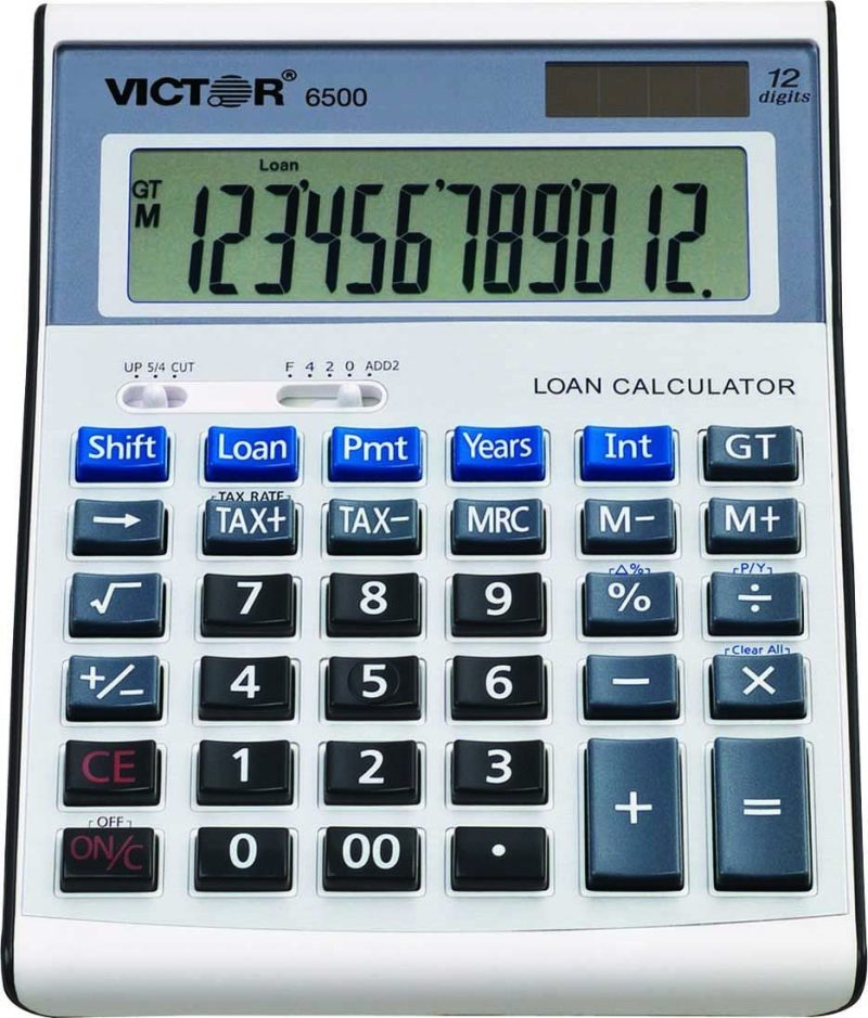 Office Electronics |  Victor 6500 12-Digit Desktop Financial Calculator, Loan & Mortgage Payments And Interest Calculator For Real Estate, Cars, Boats, And Homes. Battery And Solar Hybrid Powered Lcd Display, White Home Office Products Office Electronics