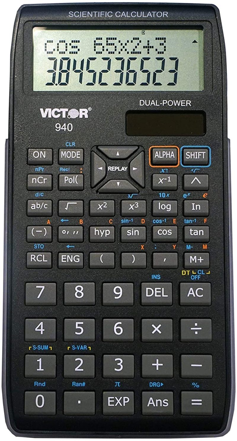 Office Electronics |  Victor 940 10-Digit Advanced Scientific Calculator With 2 Line Display, Battery And Solar Hybrid Powered Lcd Display, Great For Students And Professionals, White Home Office Products black