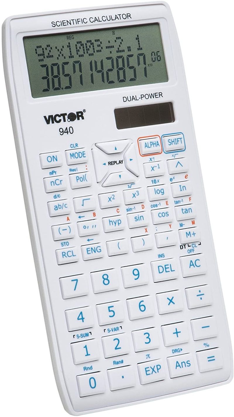 Office Electronics |  Victor 940 10-Digit Advanced Scientific Calculator With 2 Line Display, Battery And Solar Hybrid Powered Lcd Display, Great For Students And Professionals, White Home Office Products black