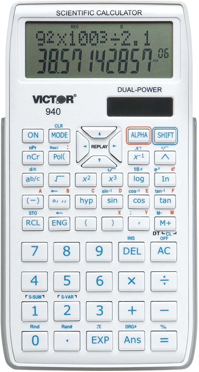 Office Electronics |  Victor 940 10-Digit Advanced Scientific Calculator With 2 Line Display, Battery And Solar Hybrid Powered Lcd Display, Great For Students And Professionals, White Home Office Products black