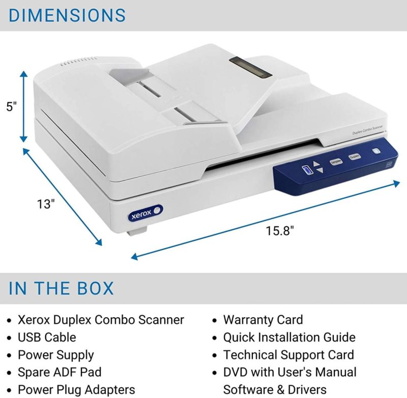 Office Electronics |  Xerox Xd-Combo Duplex Combo Flatbed Document Scanner For Pc And Mac, Automatic Document Feeder (Adf) Home Office Products Office Electronics