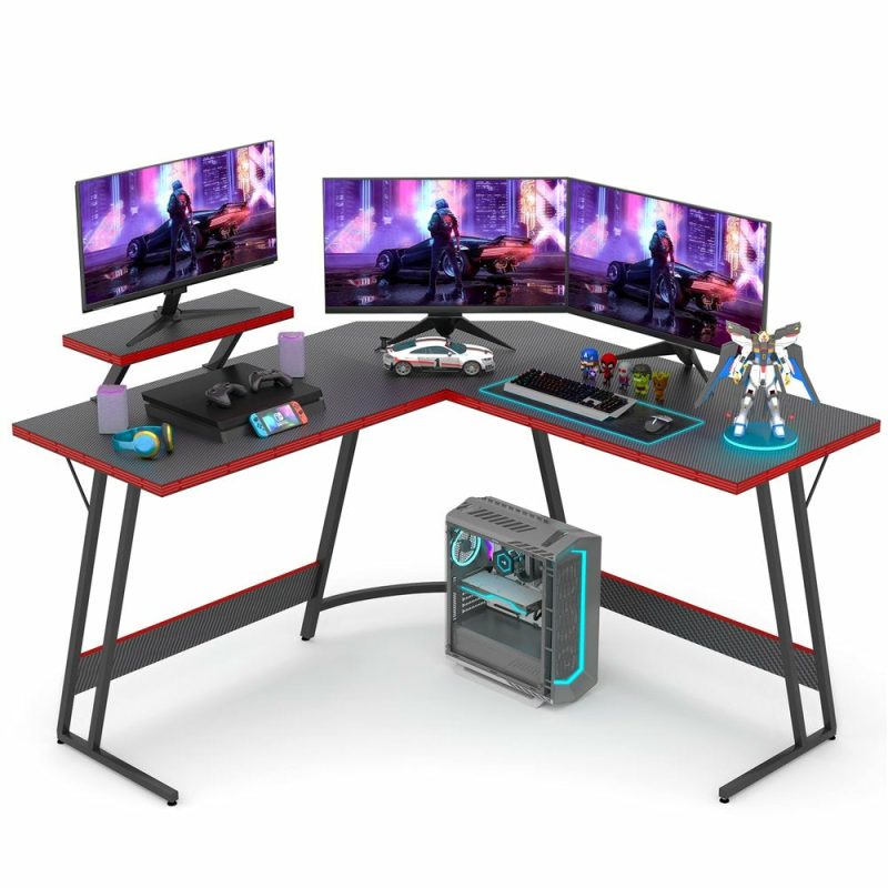 Office Furniture & Accessories |  51 Inch L-Shaped Gaming Desk With Large Monitor Riser Stand Furniture Furniture