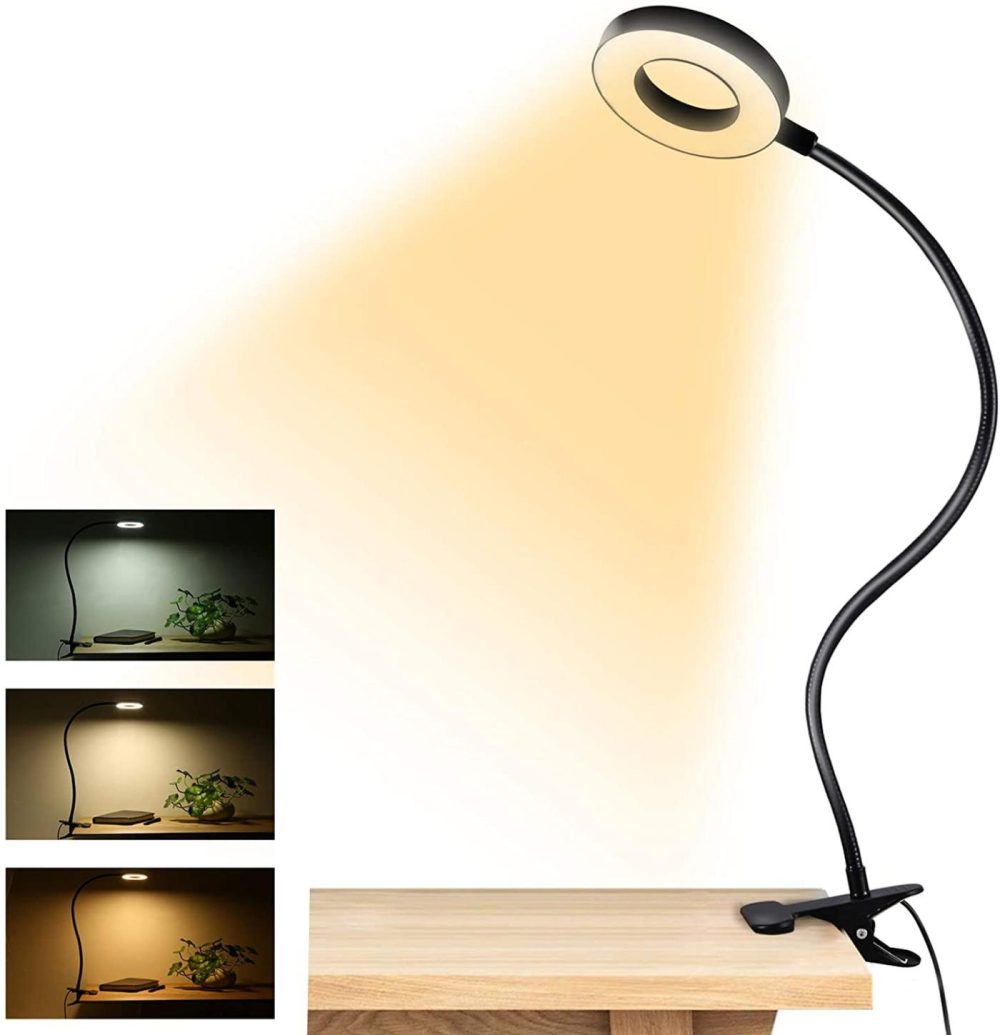 Office Lighting |  Clip On Light Reading Lights , 48 Led Usb Desk Lamp With 3 Color Modes 10 Brightness, Eye Protection Book Clamp Light , 360 ° Flexible Gooseneck Clamp Lamp For Desk Headboard And Video Conference Home Office Products Office Lighting