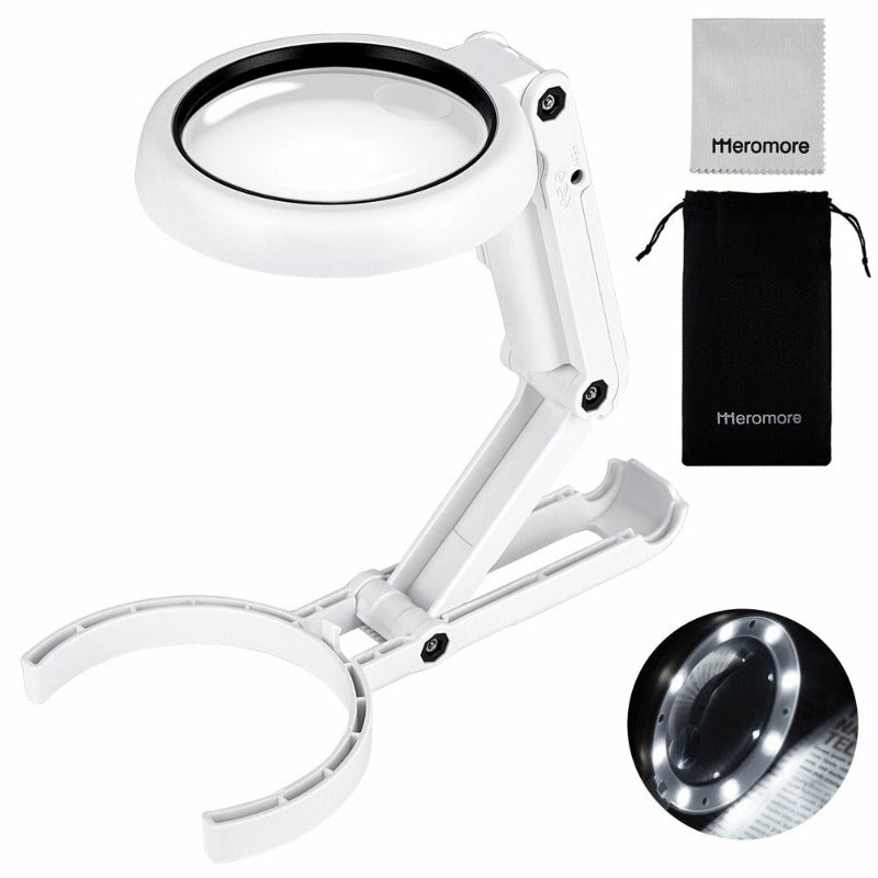 Office Supplies |  Magnifying Glass With 8 Led Lights,  Foldable Lighted Magnifier With 5X 11X High Magnification For Reading Books, Jewelers Loupe, Coins, Craft & Hobbies Home Office Products Meromore