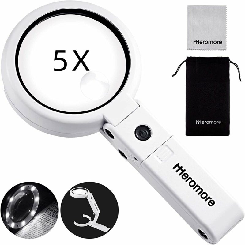 Office Supplies |  Magnifying Glass With 8 Led Lights,  Foldable Lighted Magnifier With 5X 11X High Magnification For Reading Books, Jewelers Loupe, Coins, Craft & Hobbies Home Office Products Meromore