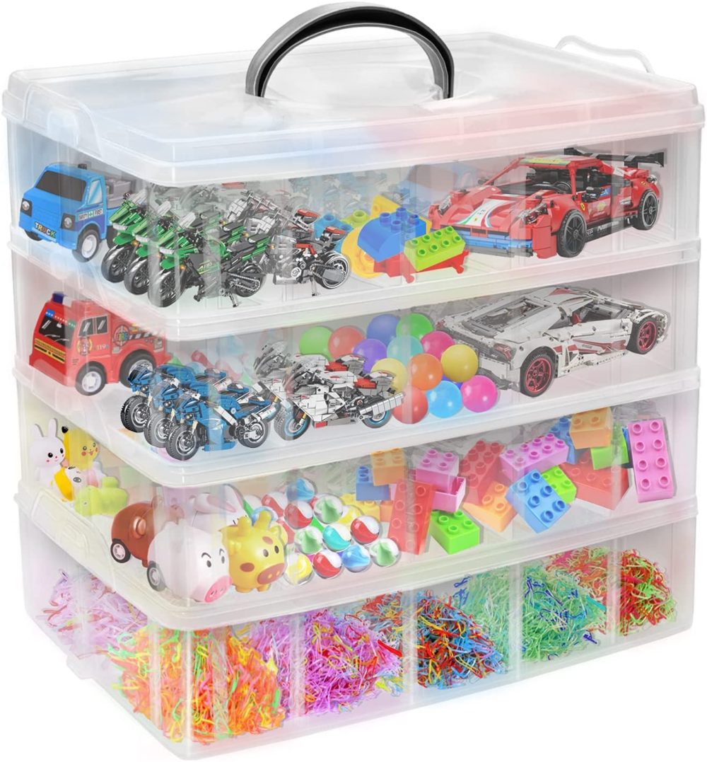 Organization & Storage |  4-Tier Stackable Storage Container Box With 40 Adjustable Compartments, Yocomey Plastic Organizer Box Transparent Storage Case For Kids Toys, Art Crafts, Jewelry, Supplies, Fuse Beads, Washi Tapes Arts, Crafts & Sewing Organization & Storage