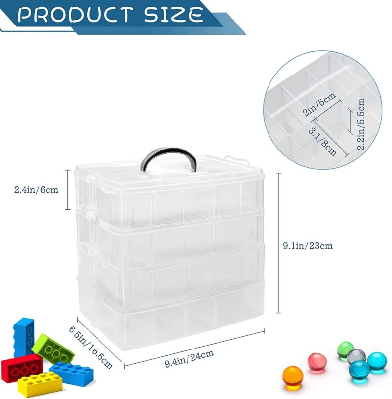 Organization & Storage |  4-Tier Stackable Storage Container Box With 40 Adjustable Compartments, Yocomey Plastic Organizer Box Transparent Storage Case For Kids Toys, Art Crafts, Jewelry, Supplies, Fuse Beads, Washi Tapes Arts, Crafts & Sewing Organization & Storage