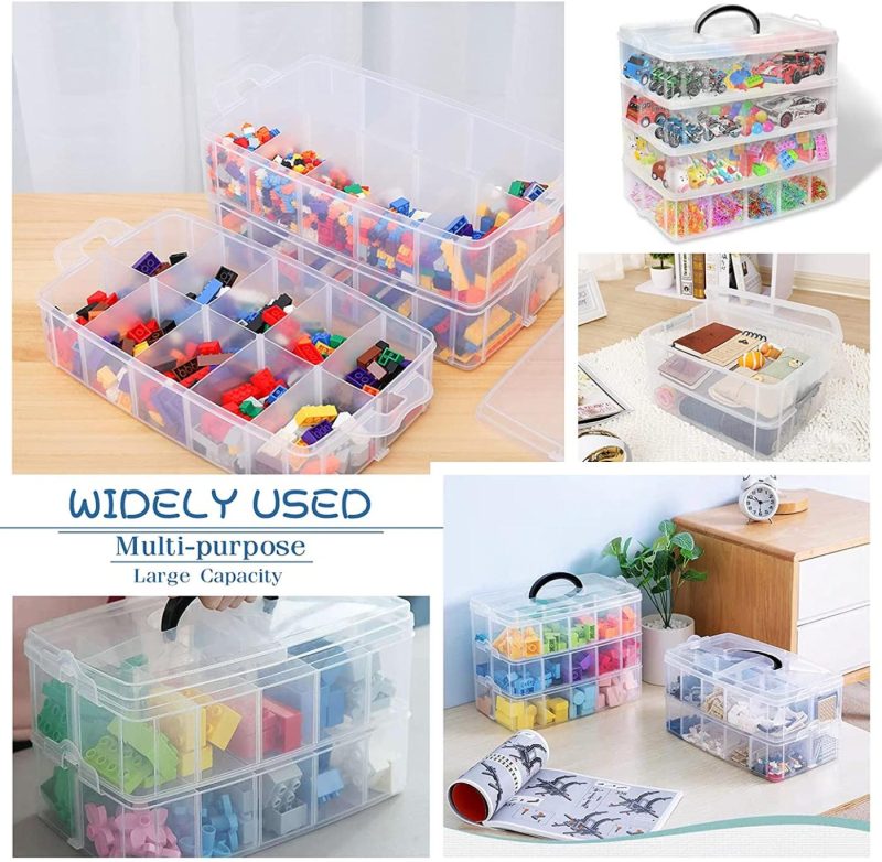 Organization & Storage |  4-Tier Stackable Storage Container Box With 40 Adjustable Compartments, Yocomey Plastic Organizer Box Transparent Storage Case For Kids Toys, Art Crafts, Jewelry, Supplies, Fuse Beads, Washi Tapes Arts, Crafts & Sewing Organization & Storage