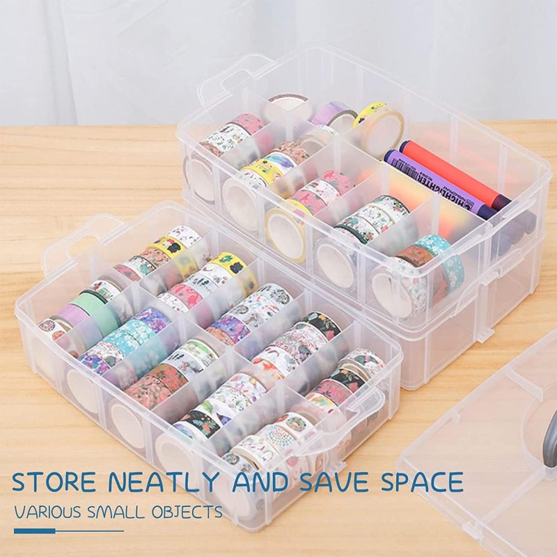 Organization & Storage |  4-Tier Stackable Storage Container Box With 40 Adjustable Compartments, Yocomey Plastic Organizer Box Transparent Storage Case For Kids Toys, Art Crafts, Jewelry, Supplies, Fuse Beads, Washi Tapes Arts, Crafts & Sewing Organization & Storage