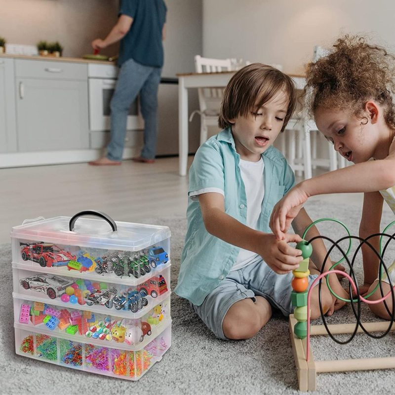 Organization & Storage |  4-Tier Stackable Storage Container Box With 40 Adjustable Compartments, Yocomey Plastic Organizer Box Transparent Storage Case For Kids Toys, Art Crafts, Jewelry, Supplies, Fuse Beads, Washi Tapes Arts, Crafts & Sewing Organization & Storage