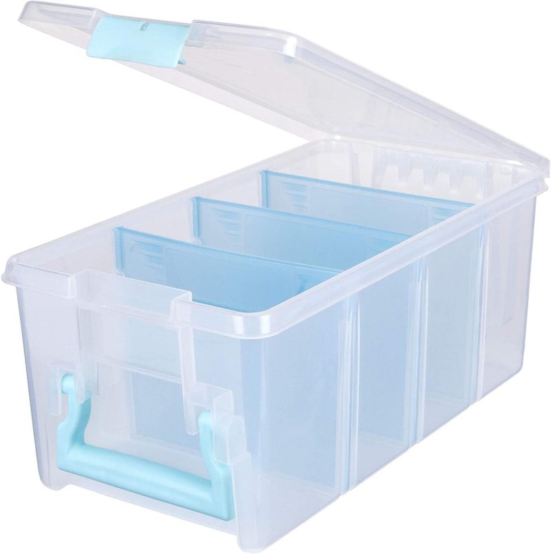 Organization & Storage |  Artbin 6925Aa Semi Satchel With Removable Dividers, Portable Art & Craft Organizer With Handle, [1] Plastic Storage Case, Clear With Aqua Accents Arts, Crafts & Sewing Aqua