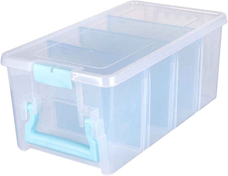 Organization & Storage |  Artbin 6925Aa Semi Satchel With Removable Dividers, Portable Art & Craft Organizer With Handle, [1] Plastic Storage Case, Clear With Aqua Accents Arts, Crafts & Sewing Aqua