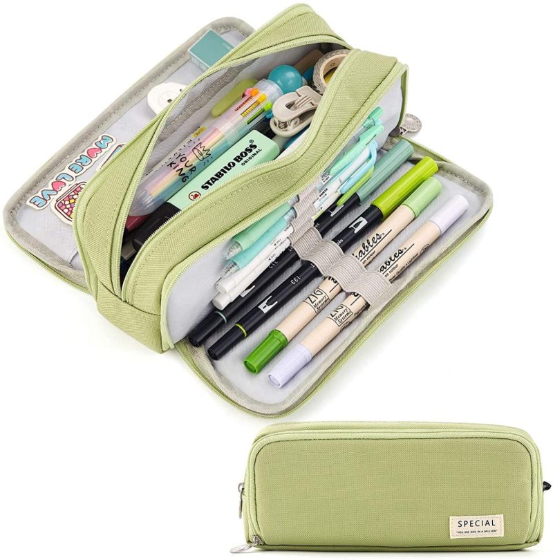 Organization & Storage |  Cicimelon Large Capacity Pencil Case 3 Compartment Pouch Pen Bag For School Teen Girl Boy Men Arts, Crafts & Sewing black