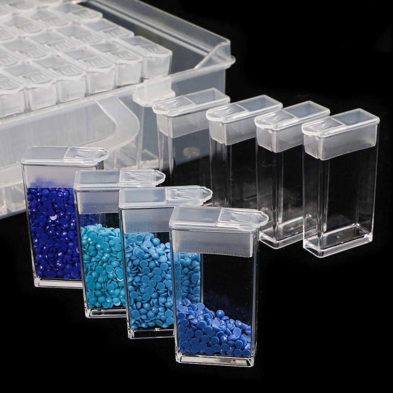 Organization & Storage |  Diamond Painting Box Storage Containers Diamond Art Diy Accessories With Funnel Plate 200Pcs Label Stickers For Beads Seeds Crafts Arts, Crafts & Sewing A-64 grids