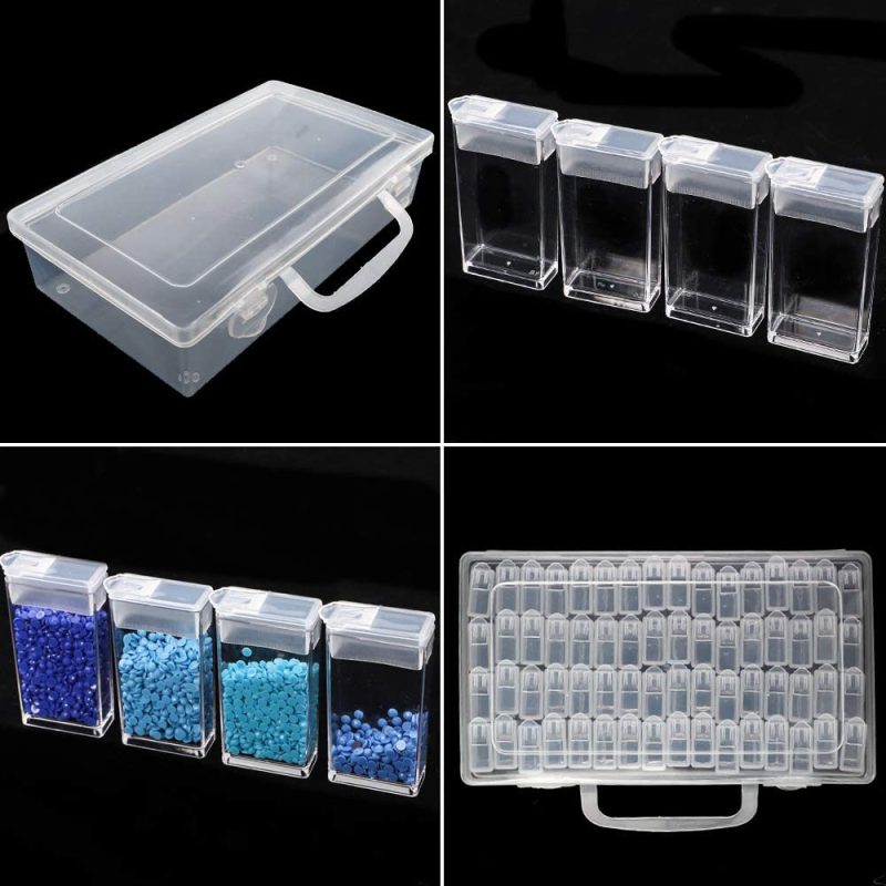 Organization & Storage |  Diamond Painting Box Storage Containers Diamond Art Diy Accessories With Funnel Plate 200Pcs Label Stickers For Beads Seeds Crafts Arts, Crafts & Sewing A-64 grids