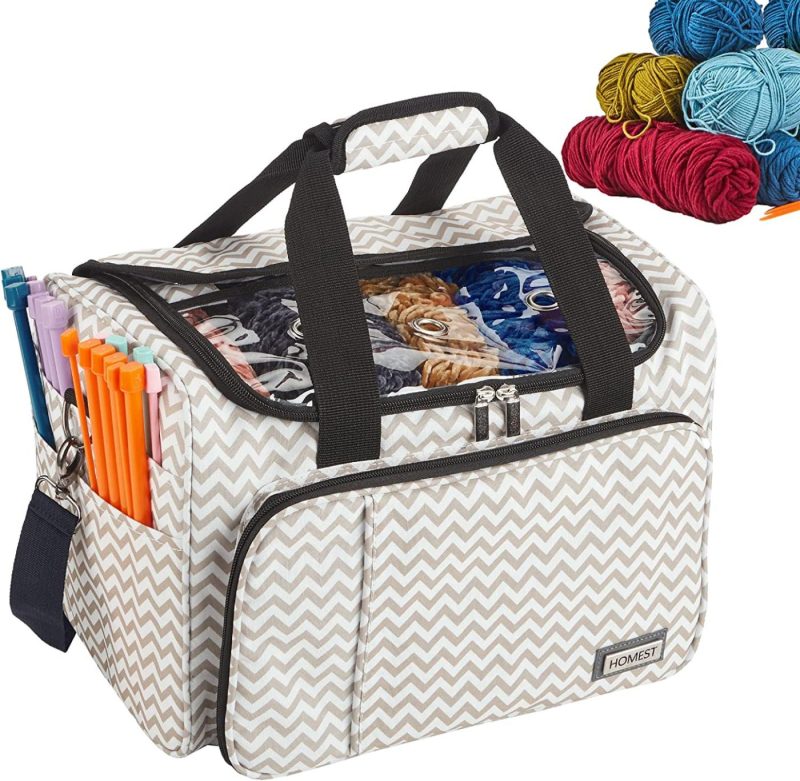 Organization & Storage |  Homest Yarn Storage Bag, Large Organizer For Crochet Hooks, Needles, Yarn Skeins And Accessories, Knitting Tote With Removable Inner Dividers, Ripple (Patent Pending) Arts, Crafts & Sewing Floral