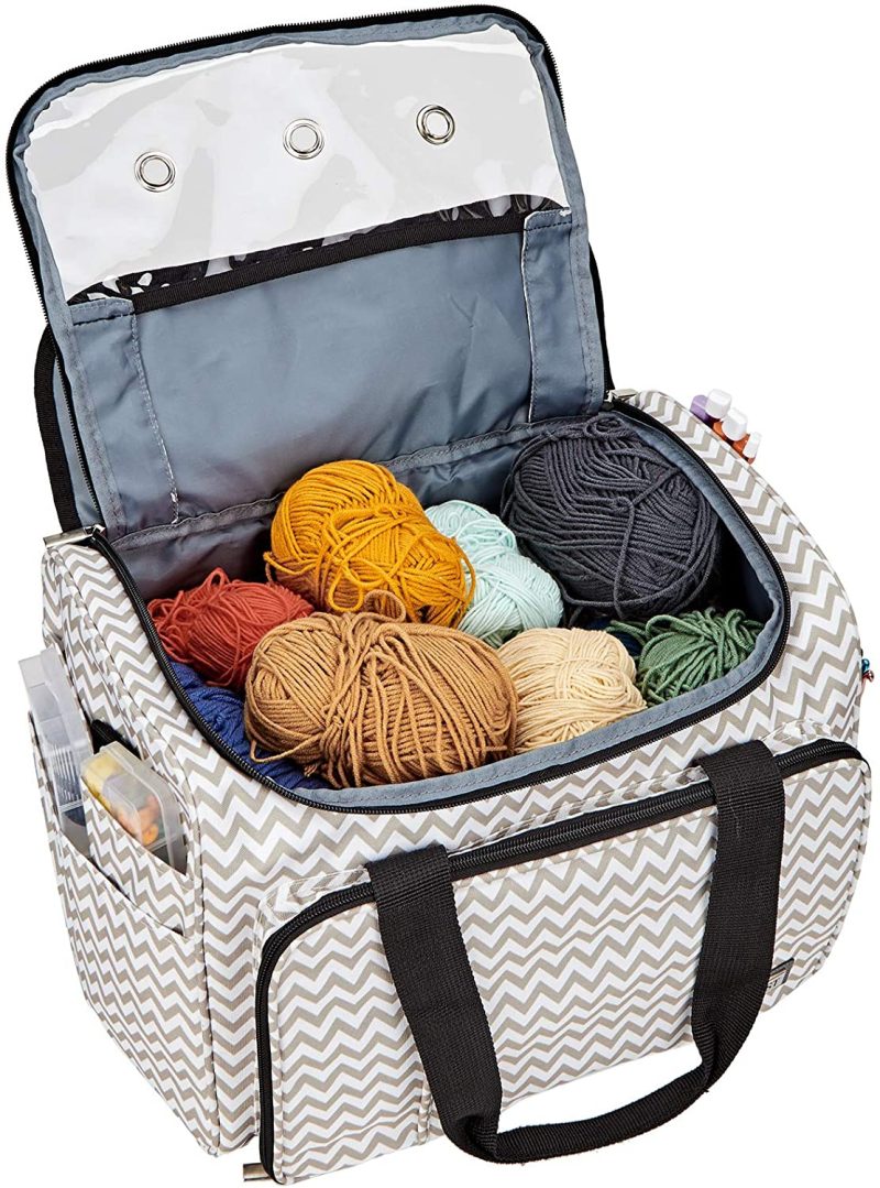 Organization & Storage |  Homest Yarn Storage Bag, Large Organizer For Crochet Hooks, Needles, Yarn Skeins And Accessories, Knitting Tote With Removable Inner Dividers, Ripple (Patent Pending) Arts, Crafts & Sewing Floral