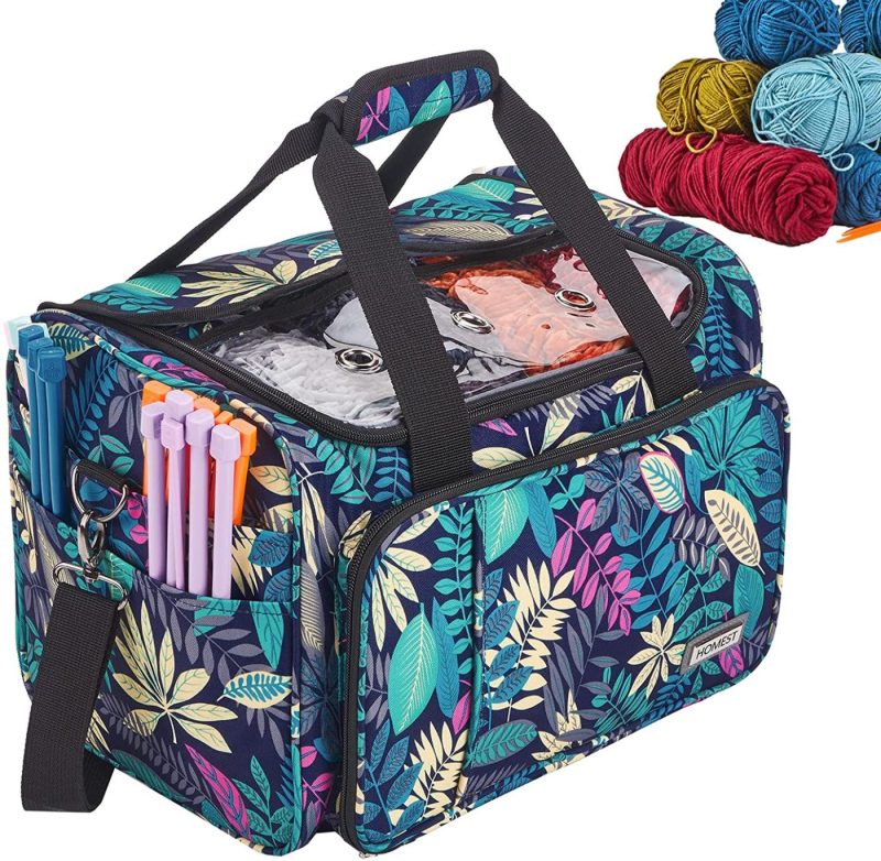 Organization & Storage |  Homest Yarn Storage Bag, Large Organizer For Crochet Hooks, Needles, Yarn Skeins And Accessories, Knitting Tote With Removable Inner Dividers, Ripple (Patent Pending) Arts, Crafts & Sewing Floral