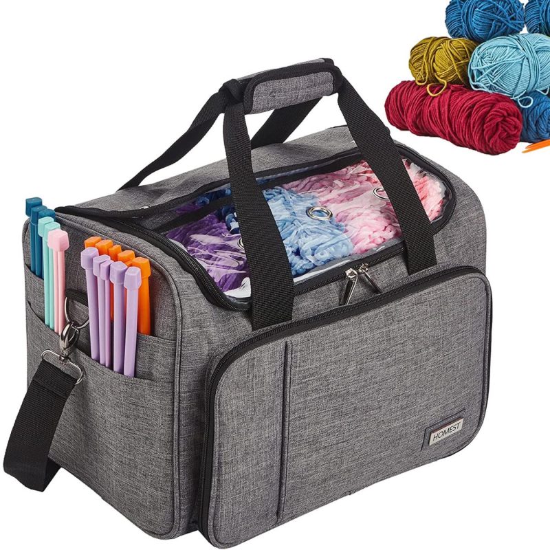 Organization & Storage |  Homest Yarn Storage Bag, Large Organizer For Crochet Hooks, Needles, Yarn Skeins And Accessories, Knitting Tote With Removable Inner Dividers, Ripple (Patent Pending) Arts, Crafts & Sewing Floral