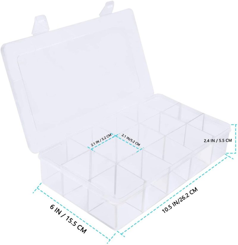 Organization & Storage |  Large Grids Clear Plastic Jewelry Box Organizer Storage Container With Removable Dividers Arts, Crafts & Sewing Gospire