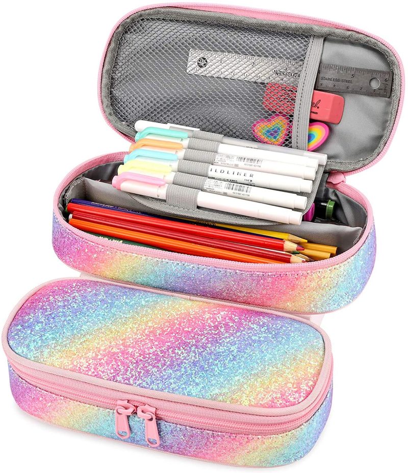 Organization & Storage |  Pencil Case For Kids Glitter Little Girls Pen Pouch Arts, Crafts & Sewing Black Excavator