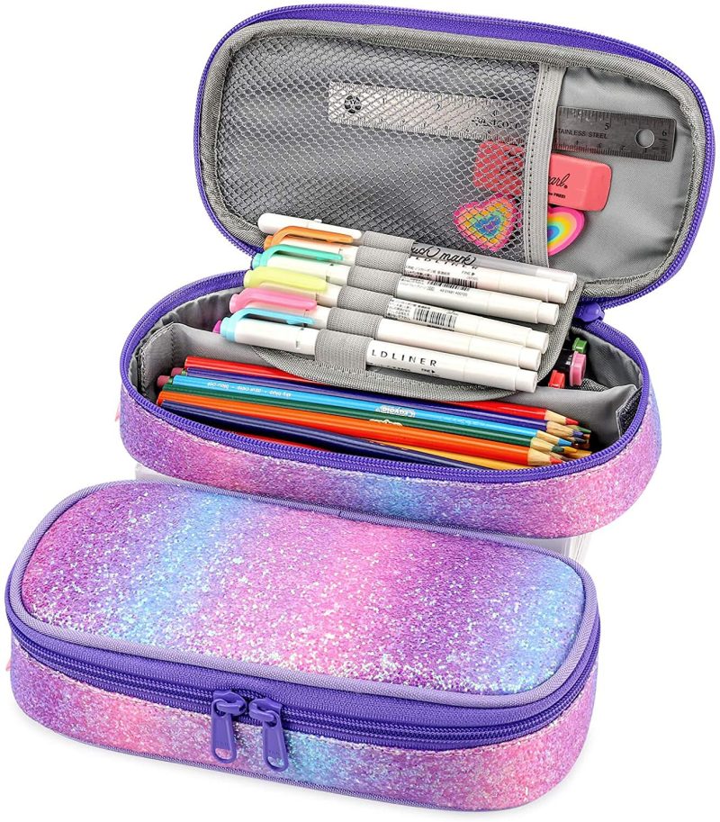 Organization & Storage |  Pencil Case For Kids Glitter Little Girls Pen Pouch Arts, Crafts & Sewing Black Excavator