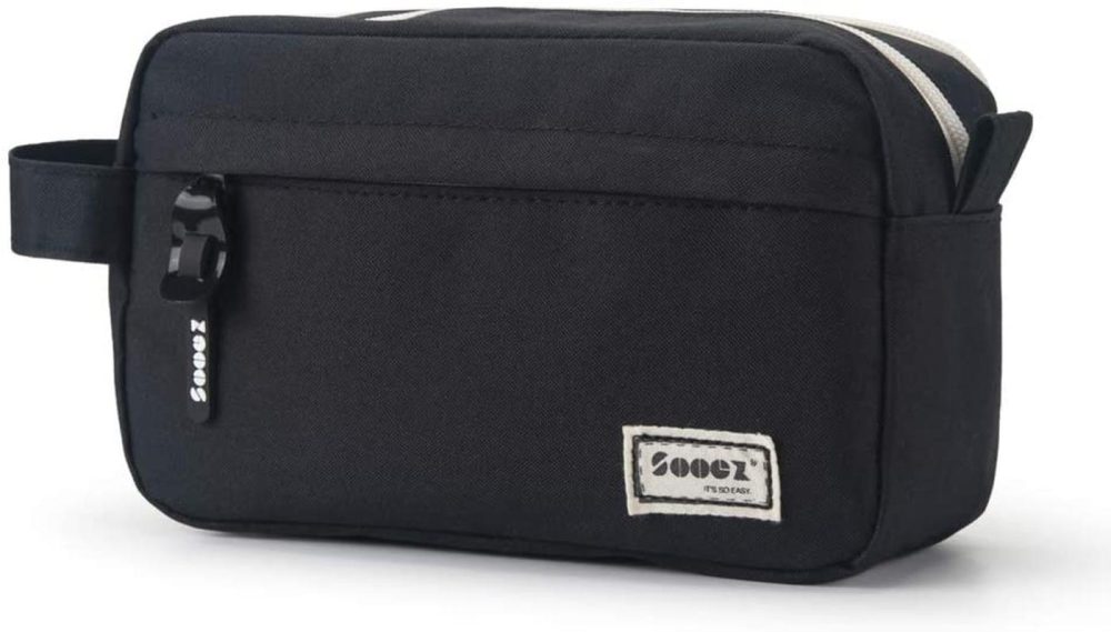 Organization & Storage |  Sooez High Capacity Pen Case Black, Durable Pencil Bag Stationery Pouch Zipper, Portable Journaling Supplies With Easy Grip Handle & Loop Arts, Crafts & Sewing black