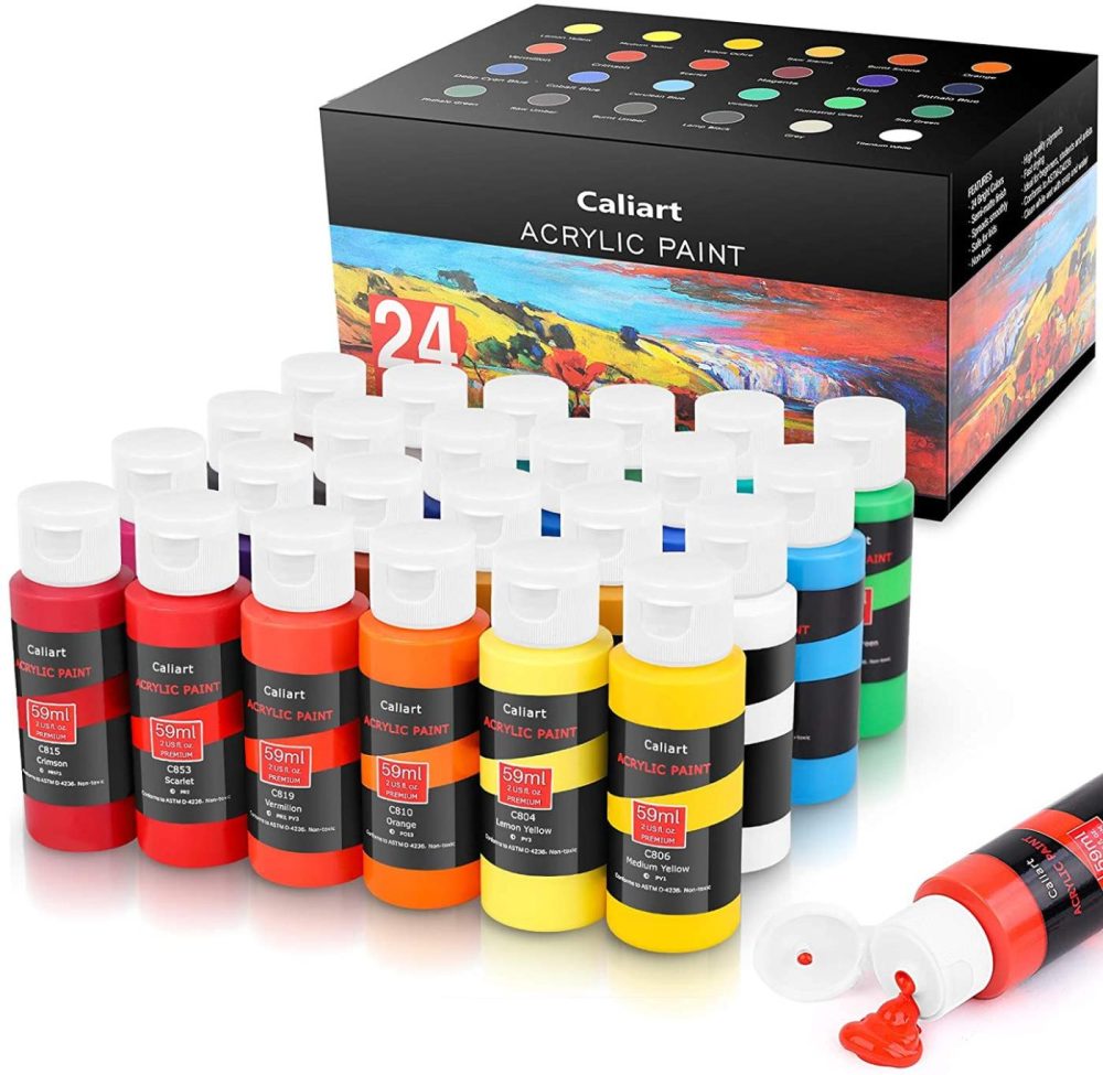 Painting, Drawing & Art Supplies |  Acrylic Paint Set, Caliart 24 Vivid Colors (59Ml, 2Oz) Art Craft Paint Supplies For Canvas Wood Ceramic Rock Painting Arts, Crafts & Sewing Caliart