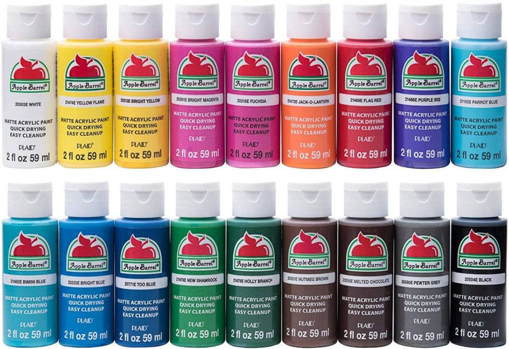 Painting, Drawing & Art Supplies |  Apple Barrel Promoabi 18Pc Matte Finish Acrylic Craft Paint Set, 2 Fl Oz / 59 Ml, Assorted Colors 1, 18 Count Arts, Crafts & Sewing Painting, Drawing & Art Supplies