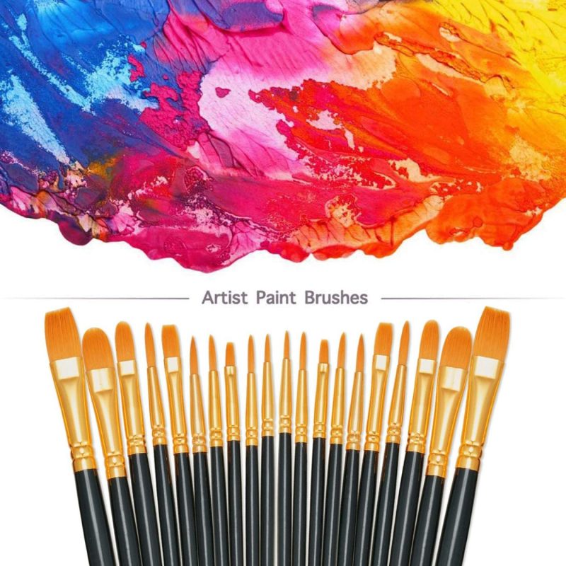 Painting, Drawing & Art Supplies |  Bosobo Paint Brushes Set, 2 Pack 20 Pcs Round Pointed Tip Paintbrushes Nylon Hair Artist Acrylic Paint Brushes For Acrylic Oil Watercolor, Face Nail Art, Miniature Detailing & Rock Painting Arts, Crafts & Sewing black