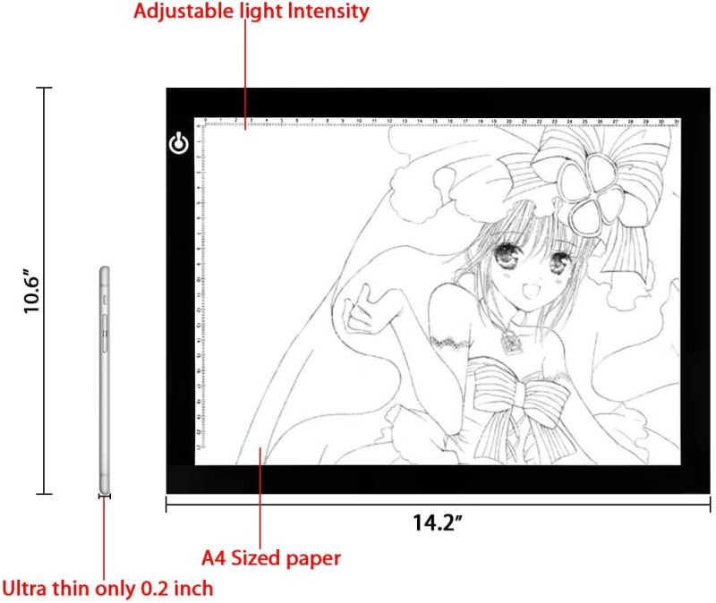 Painting, Drawing & Art Supplies |  Tracing Led Copy Board Light Box, Ultra-Thin Adjustable Usb Power Artcraft Led Trace Light Pad For Tattoo Drawing, Streaming, Sketching, Animation, Stenciling Arts, Crafts & Sewing black