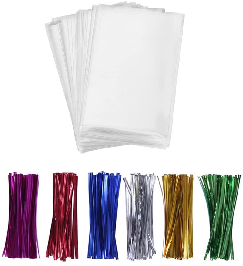 Party Supplies |  200 Cake Pop Small Treat Bags With Twist Ties 6 Mix Colors – 1.4Mils Thickness Opp Plastic Bags (3 ½ X 4 ¾) Arts, Crafts & Sewing BakeBaking