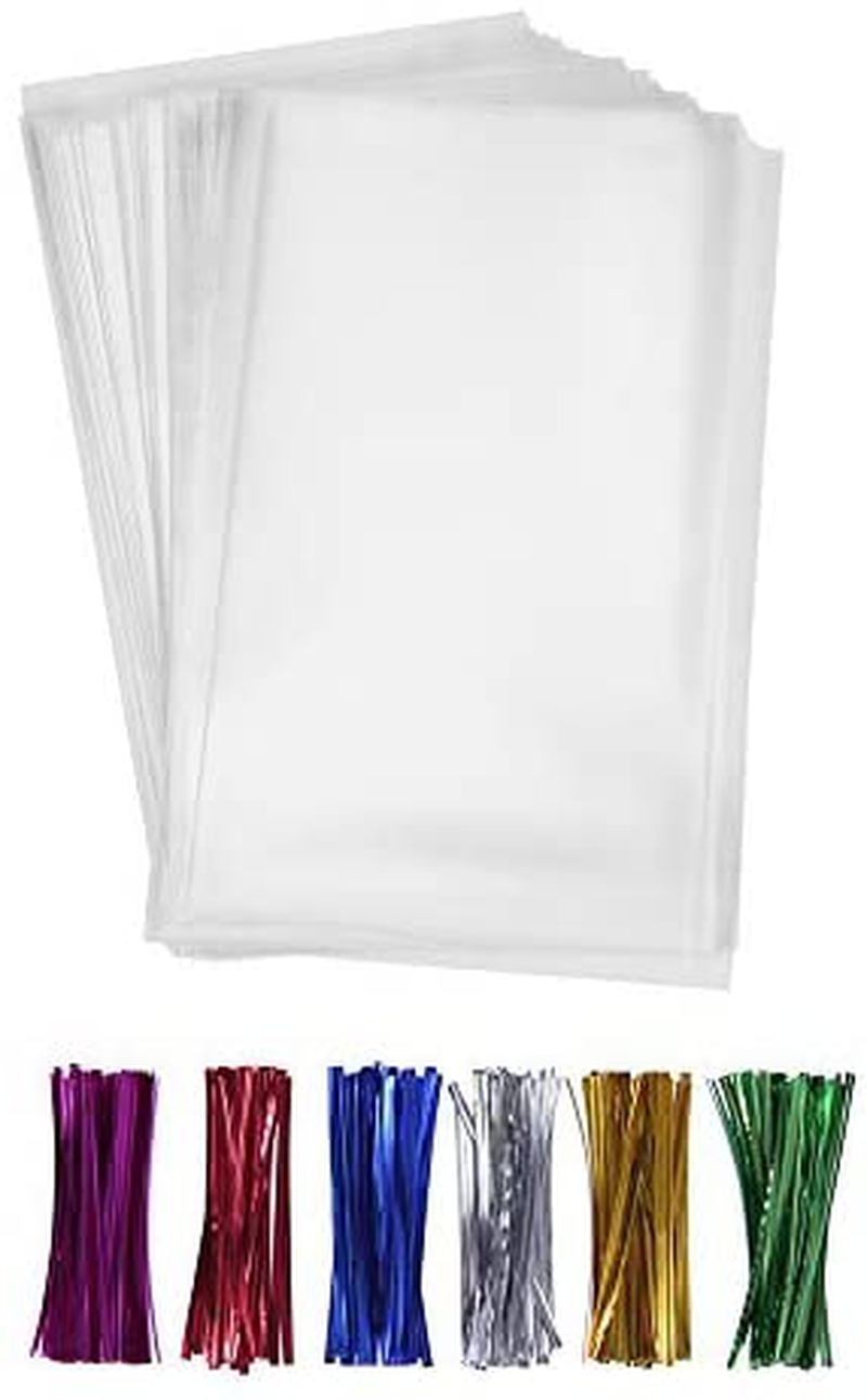 Party Supplies |  200 Clear Treat Bags 6X9 With 4" Twist Ties 6 Mix Colors – Thick Opp Plastic Bags For Wedding Cookie Birthday Cake Pops Gift Candy Buffet Supplies Arts, Crafts & Sewing BakeBaking